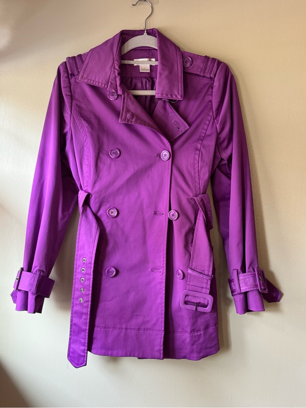Kenar Violet Double-Breasted Trench Coat